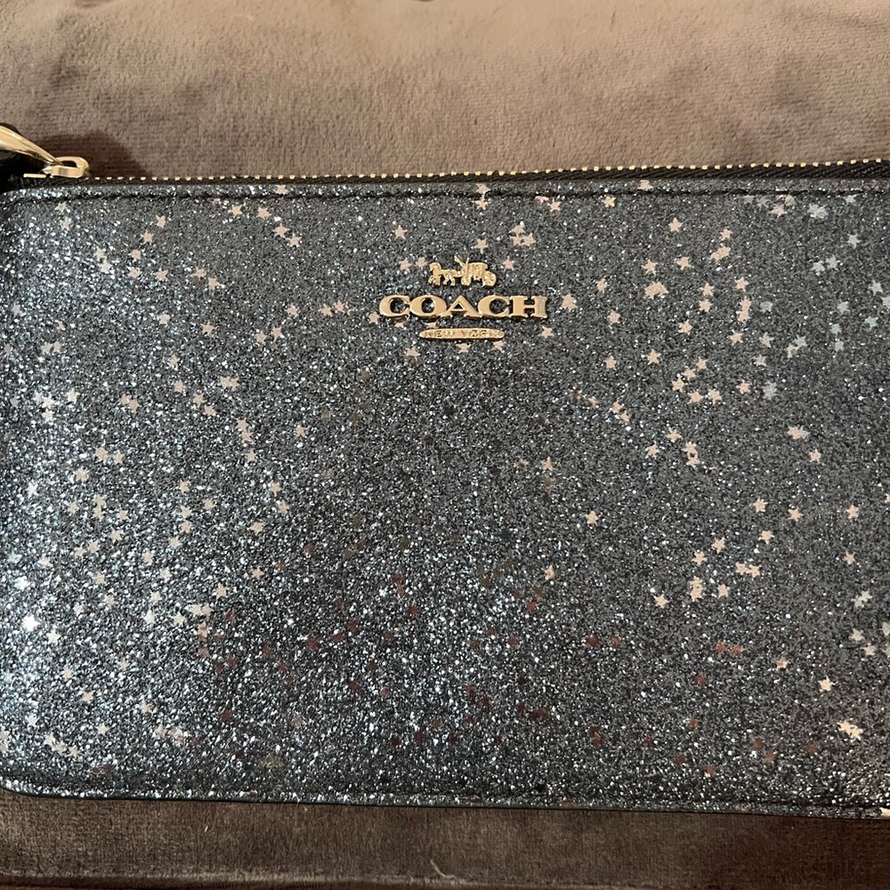 Coach Glitter Star Wristlet in Silver and Black